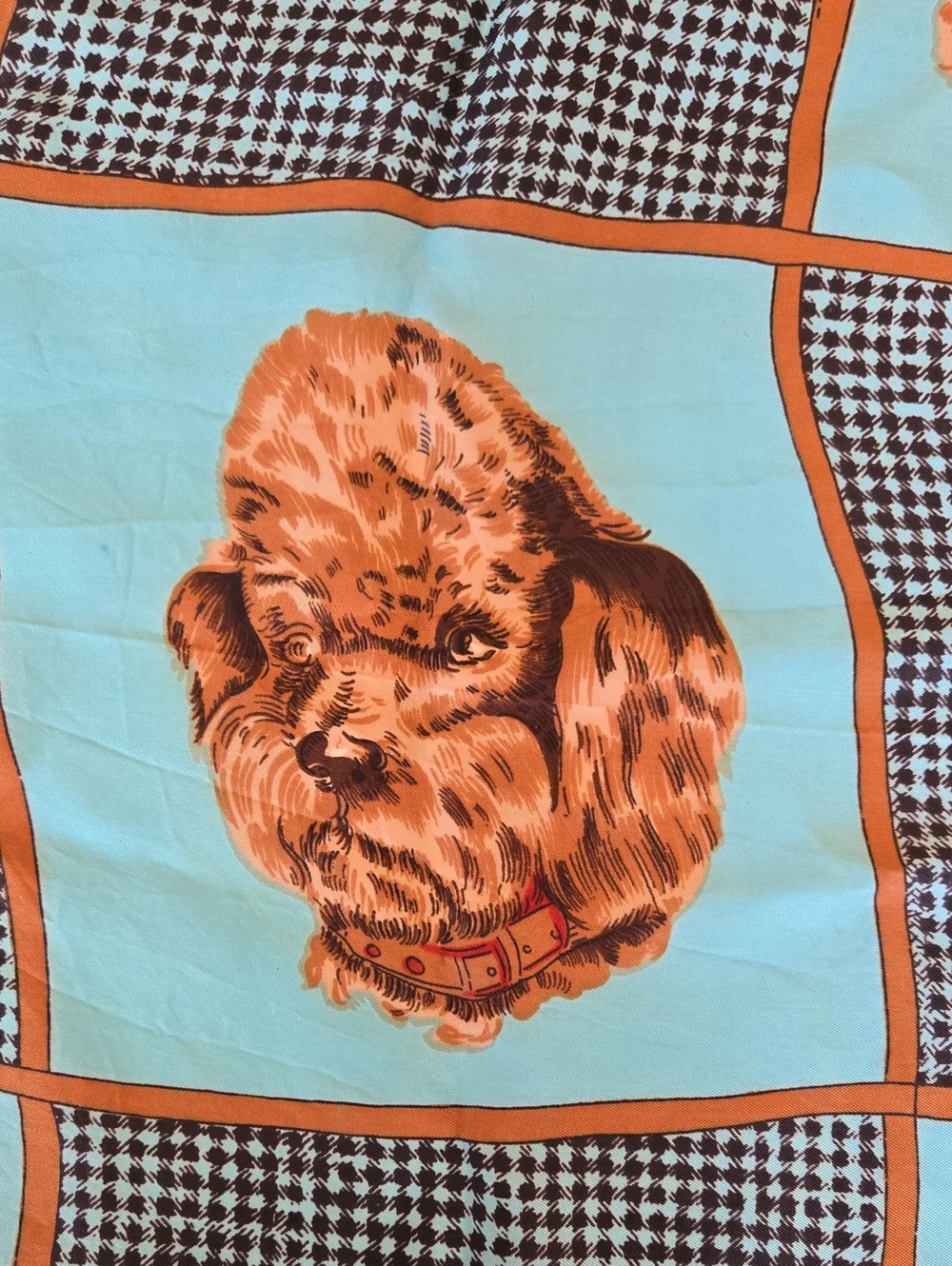 27 X 27 Square Vintage Dog Scarf Double Sided Red & Blue